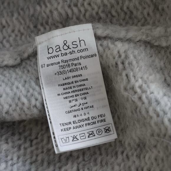 Ba&Sh Women's Gray Wool Blend V Back Beyla Sweater Dress Size 0/XS - Picture 11 of 14